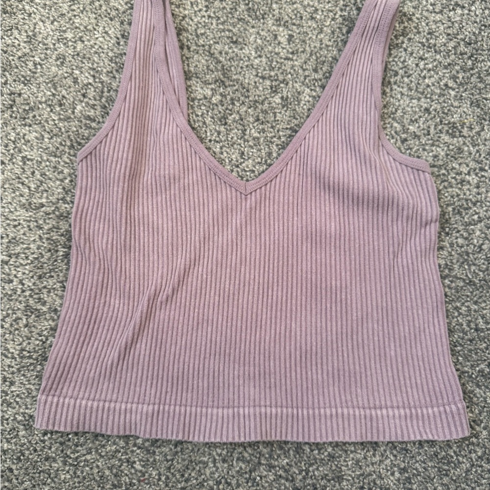 Aura Pink Ribbed Crop Tank Top